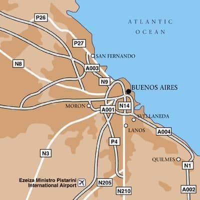 Mappa degli aeroporti di Buenos Aires