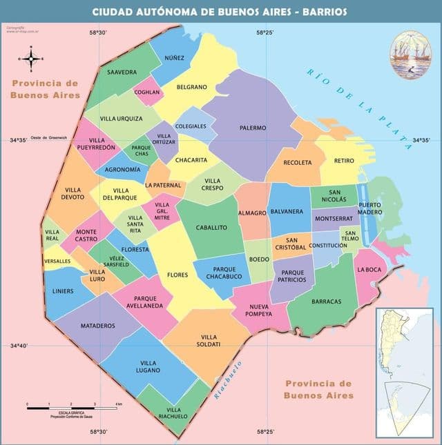 Mappa dei quartieri di Buenos Aires