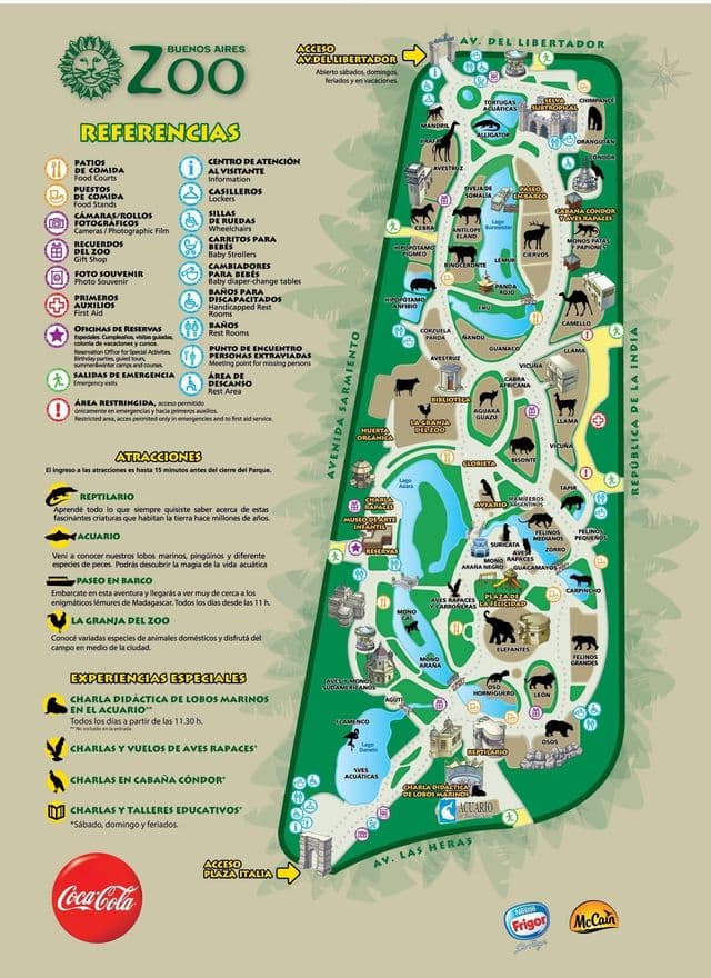 Mappa del parco dello zoo di Buenos Aires