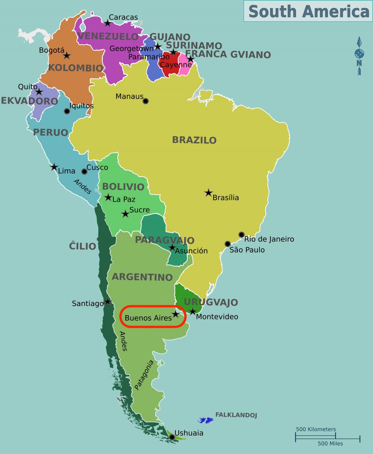 Buenos Aires sulla mappa dell'Argentina