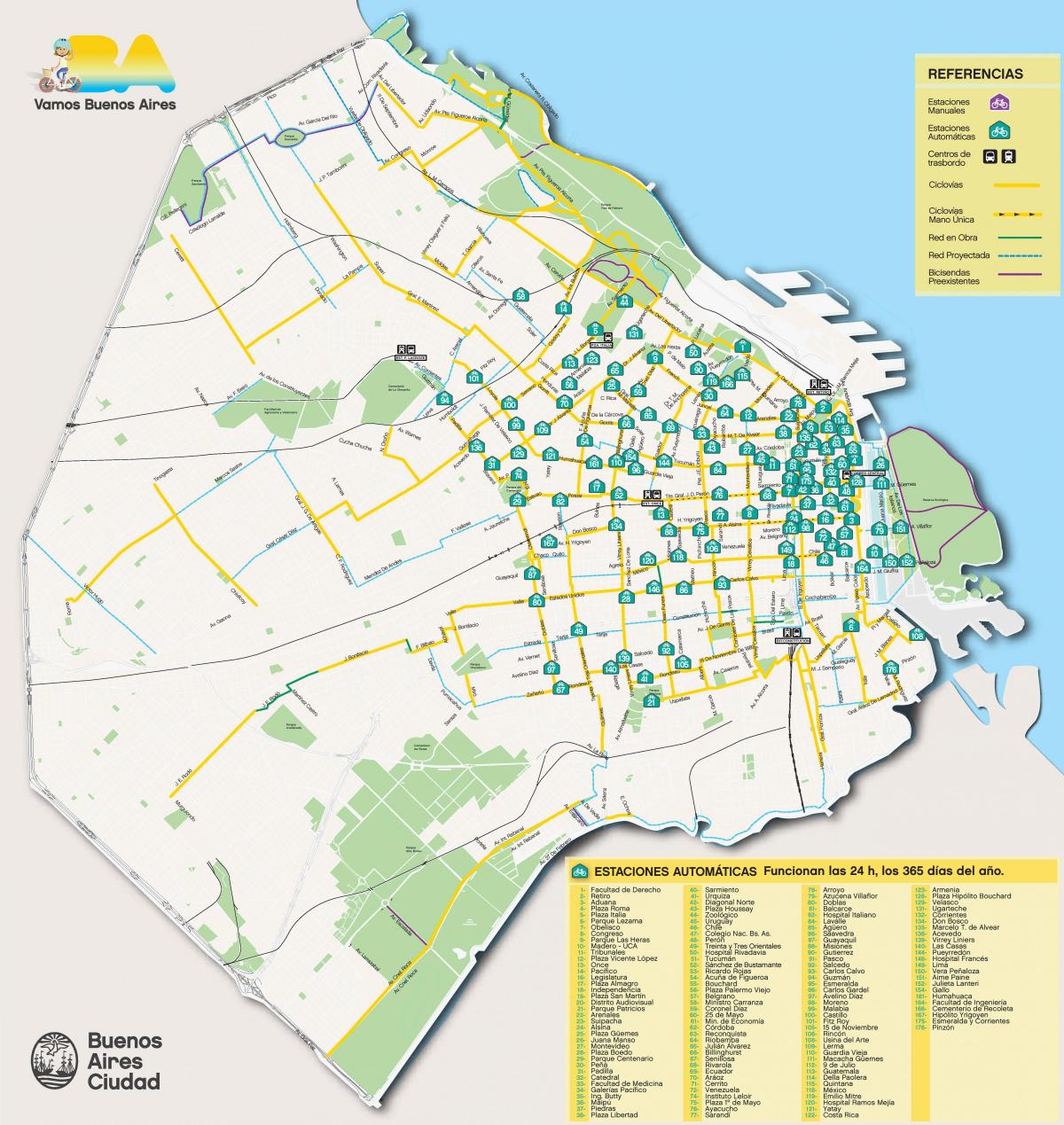 Mappa delle piste ciclabili di Buenos Aires