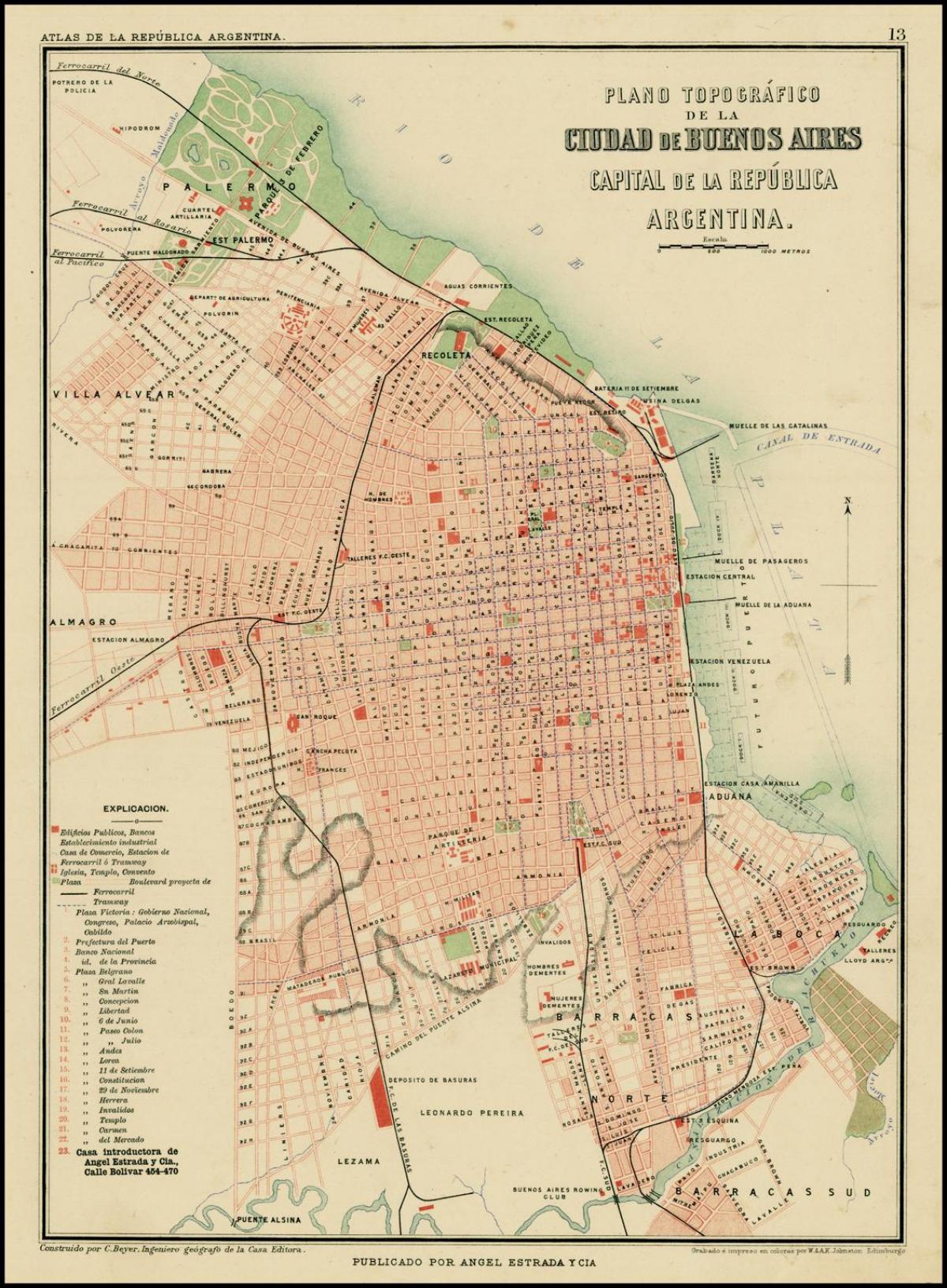 Mappa storica di Buenos Aires