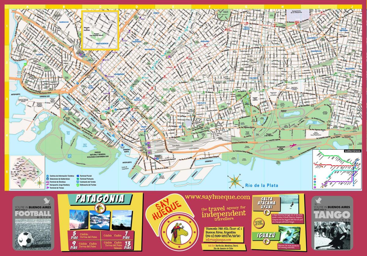 Mappa dei tour a piedi di Buenos Aires