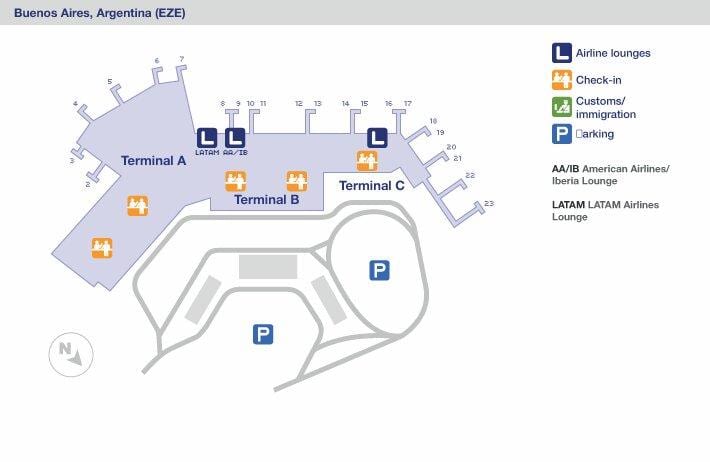 Mappa del terminal dell'aeroporto di Buenos Aires